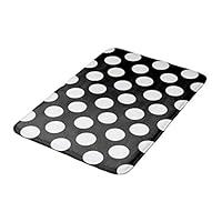 Aomsnet Black and White Large Polka dot Bathroom Decor Mat, Shower Rug Mat Water Absorbent Fast Drying Kitchen, Bedroom, Hotel, Spa Tub.24 L X 16" W Inches with Non Slip Backing Bath Mat.