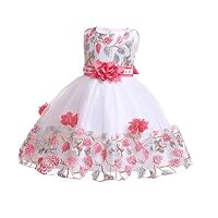 AYOMIS Baby Girls Summer Dress Bohemian Fashion Clothes(Pink,6-7T)