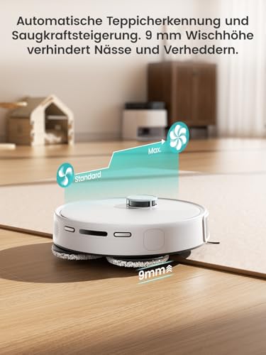 Lefant M3 Robot Vacuum Cleaner with Mop Function, 12000 Pa, Lifting the Mop, LiDAR Navigation, Multi-Floor Mapping, Avoid Obstacles, Anti-Collision, Absorption of Pet Hair, WLAN 2.4G/5G