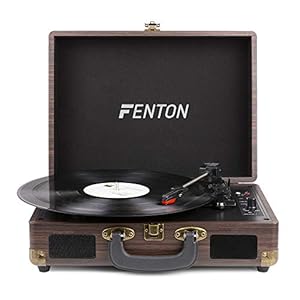 Fenton RP115 Retro Platenspeler in Houten Koffer met Ingebouwde Speakers, Bluetooth en USB – Hout