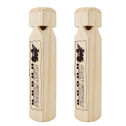NUOBESTY 2 Pcs Wooden Train Whistle Musical Toy for Kids