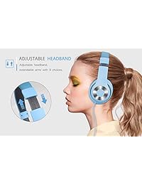 Auriculares supraaurales Ausdom estéreo HD, con cable ligero, almohadillas de piel suave con micrófono en línea, Azul