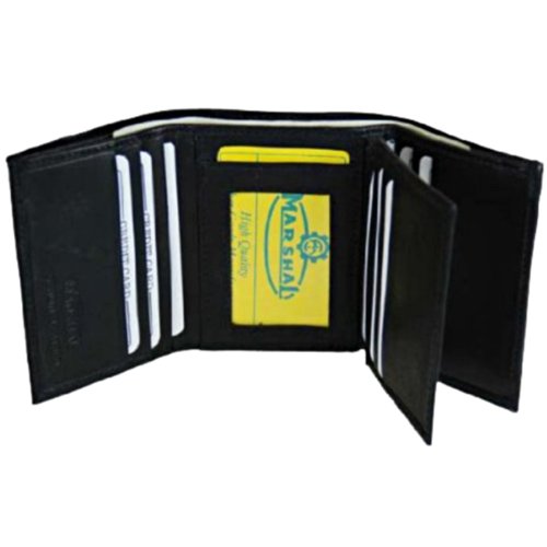 New Leather Tri-fold Mens Wallet BK #1107