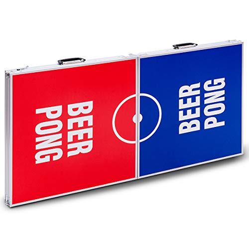GYMAX Beer Pong Table, 8’ Folding Aluminum Game Party Table (Style C)