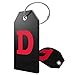 Shacke Initial Luggage Tag with Full Privacy Cover and Stainless Steel Loop - Black (Letter D)