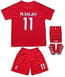 LES TRICOT 2018/2019 Liverpool Home #11 SALAH Football Futbol Soccer Kids Jersey Shorts Socks Set Youth Sizes