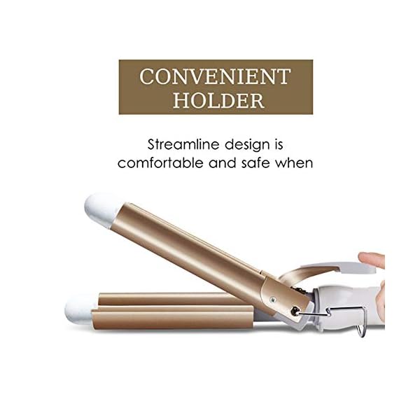 CreBeau-3-Barrel-Hair-Curler-25-mm-Hair-Waver-Curling-Iron-Wand-Adjustable-Temperature-with-Two-Gear-Temperature-Control-for-BeachyFrizz-Free-Waves-for-Women-Gold CreBeau 3 Barrel Hair Curler, 25 mm Hair Waver Curling Iron Wand Adjustable Temperature with Two Gear Temperature…