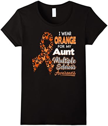 Women's I Wear Orange For my Aunt Multiple Sclerosis Awareness Small Black