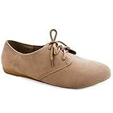 Women Classic Faux Suede Oxford Round Toe Lace Up Casual Flat Shoe Trends SNJ