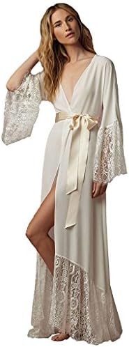 Banfvting Women's Satin robe Lace Bridal Robes Floor Length Long