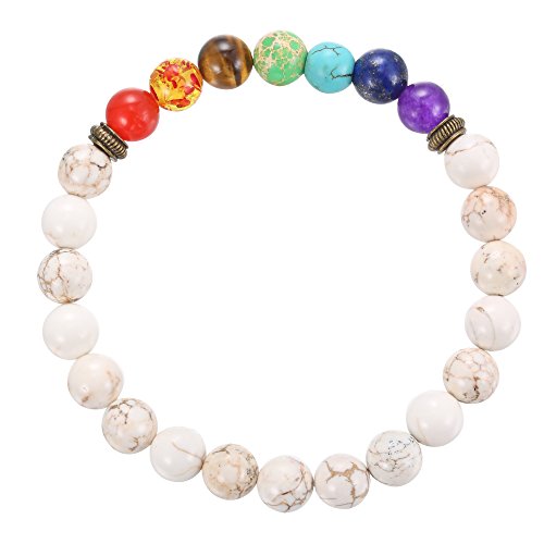 BRCbeads Gemstone Bracelets Rainbow Birthstone Healing Power Crystal Beads Elastic Stretch 8mm 7.5 Inch with Gift Box Unisex