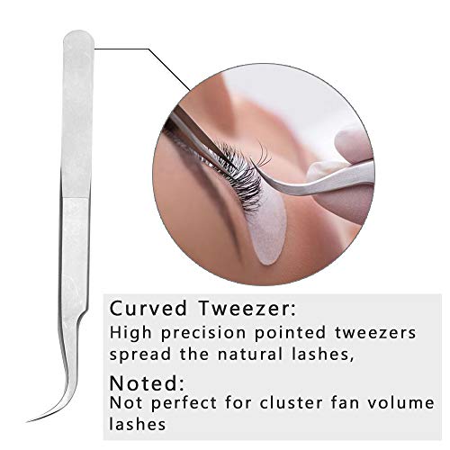 2 Pieces VETUS Straight and Curved Tip Tweezers Nipper for Eyelash Extensions Stainless Steel Tweezers Tools Precision Set Professional Tweezer for False Lash, for Single Lash and 3D-6D Volume Lashes - Thumbnail 3
