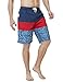 TSLA Men's 11 Inches Swimtrunks Quick Dry Water Beach, Color Block(msb02) - Navy & Red, Large.