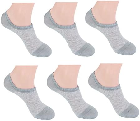 Men's Ankle Socks, Bamboo Fiber Breathable No Show Socks Low Cut Thin Non Slip Socks Pack (Gray, 6 Pairs)