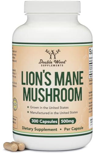 Organic Lions Mane Mushroom Capsules (300 Count), for Focus Support and Immune Health, Third Party Tested and Grown in The USA - by Double Wood