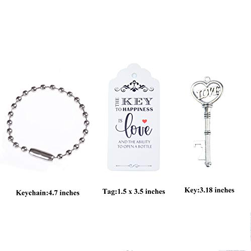 image for Makhry 52pcs Vintage Skeleton Key Bottle Opener with Love Heart Escort