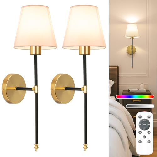 NIORSUN Battery Operated Wall Sconce Black-gold