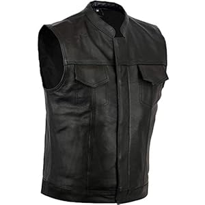 Australian Bikers Gear motorvest – leer – zwart SOA Sons of Anarchy Style EU 50 (L)
