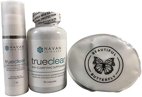 Navan Skincare TrueClear - Acne Pills and Vitamin Supplements for Acne Treatment (90 Pills) with Clarifying Acne Cream Bundle Includes Ice Pac