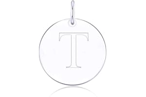 LGSY 925 Sterling Silver Mini Initial Disc Round Charm Pendant for Women Jewelry