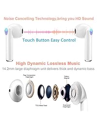 True Wireless Earbuds, Wireless Bluetooth 5.0 in-Ear Earphones, Sport Earpiece with Mic, 3D Stereo Sound and Portable Charging Case, Compatible for Smartphones and Tablets
