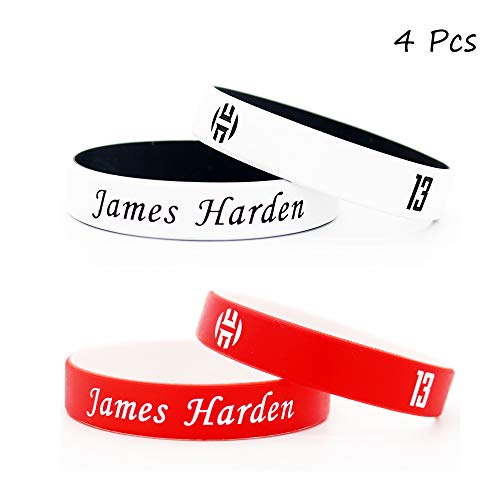 fanwenfeng Basketball Star Fans Signature Double Colour Wristbands Sport Absorb Sweat Silicone Bracelet 4 Pcs (Harden)