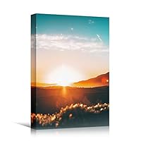 Canvas Wall Art Mountain Sunset V Coastal Orange Photography Relax/Calm Romantics Sunset Warm - 12x18 inches