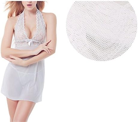 Orlando Johanson New Women Lingerie Dress Babydoll NightdressWith G-string Nightgown Sleepwear (XL, white) WhiteX-Large Comfortable