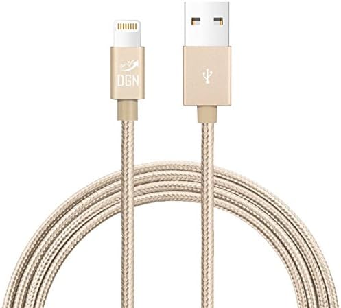DGN Gadgets iPhone Cable 10FT Nylon Braided Lightning Charger to Cable Data Syncing Cord Compatible with iPhone 7/7 Plus/6S/6S Plus,SE/5S/5,iPad,iPod Nano (10 Feet - Gold)