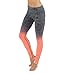 TD Collections Women's Slim Two Tone Workout Full Length Yoga Pants (L, Black + Neon Coral)