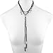 LUX ACCESSORIES Boho Black Suede and Burnish Silver Lariat Wrap Choker Necklace