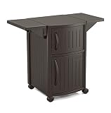 Suncast Outdoor Grilling Prep Station - Portable Outdoor BBQ Entertainment Storage Table Prep Station - Store Grilling Accessories, Condiments - Java