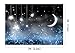 Moon Stars Backdrop for Photography 7x5ft Vinyl Moon Twinkle Little Star in Night Sky Fairytale Background for Kids Birthday Party Banner Decoration Booth Props