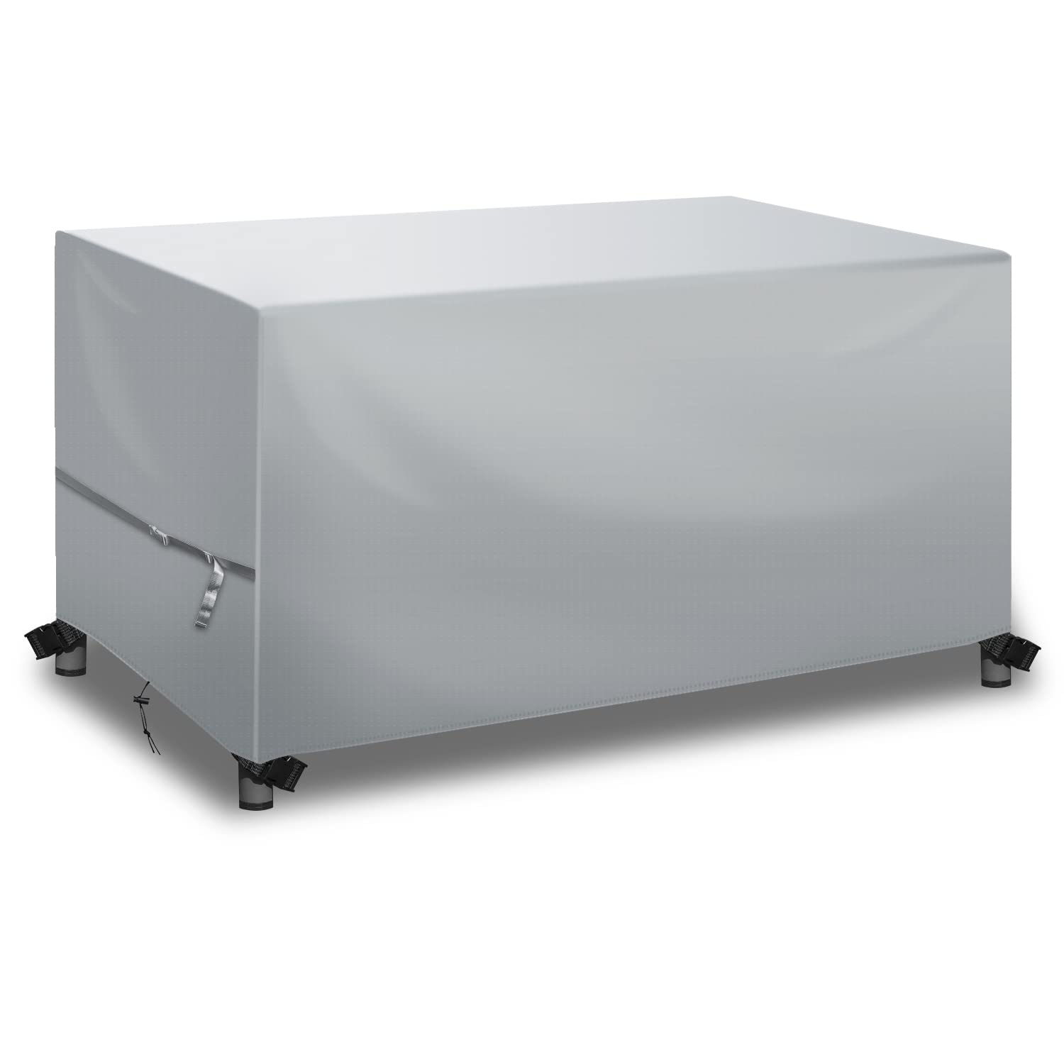 YoungBee Garden Furniture Covers,Outdoor/Patio Rattan Furniture Covers Waterproof,Anti-UV, Upgraded Tear-Resistant 420D Oxford Rectangular Patio Table Cover 170 * 94 * 70cm Silver