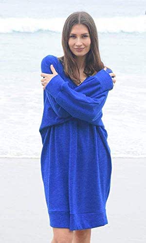 blue off the shoulder sweater dress