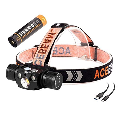 ACEBEAM H30 LED Headlamp Rechargeable 3-Color Light Cree XHP70.2 Headlight with Power Bank Function Come with a Large Capacity 5100mAh Battery