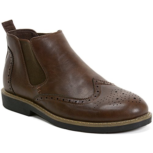 Alpine Swiss Bulle Mens Suede Lined Wing Tip Chelsea Ankle Boots Brown 13 M US