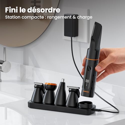 MAXGROOM 5 in 1 Multifunctional Men's Electric Shaver, 7000RPM Professional Personal Hair Clipper with 120 Mins Battery Life USB-C Testicle Shaver Kit for Nose, Legs
