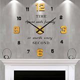 Vangold Orologio Da Parete Fai-Da-Te 3D Con Numeri Arabi Autoadesivi, Design Moderno, Argento - 2