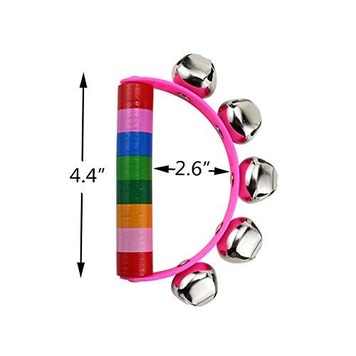 TKOnline 8 Pcs Wrist Band Bells,2 Pcs Jingle Bells Sleigh Bells - 1 Handle Wooden Bells,Musical Rhythm Toys Kit for School Party jingle bells,sleigh bells,jingle bell wrist bands,band wrist bells - Thumbnail 5