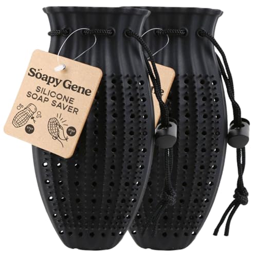 2-Pack Black Soap Saver Bag, Gentle Exfoliating Loofah Pouch, Soap Sleeves for Bars, Exfoliating Bag, Bar Soap Pouch, Soap Savers for Bar Soap, Mesh Soap Bags for Soap Bars