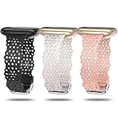 TOYOUTHS 3 Packs Compatible with Fitbit Sense Bands/Versa 3 Band Women Soft Silicone Lace Replace...