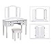SONGMICS Vanity Set Tri-folding Mirror Make-up Dressing Table Cushioned Stool 5 Drawers White URDT108M