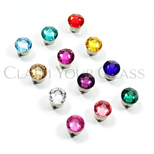 SWAROVSKI CRYSTAL Magnetic Wine Glass Charms (Set of 12) by Claim Your Glass - Premium Drink Markers for Wine, Champagne, Beer, Cocktail Glasses - Includes Storage Case + Spare Magnet