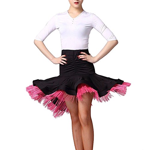 YOUMU Women Ladies Latin Dance Fishtail Skirt Dress Tassel Salsa Tango Ballroom Rumba