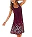 CadeVic Women's Casual Loose Floral Mini Print Pleated Sleeveless Sundress A-Line Beach Dress