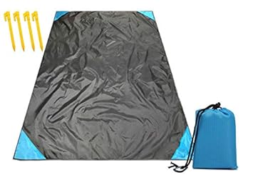 ReiseGut Picknickdecke wasserdicht 180x140 cm Nylon Grau inkl. Tasche, Karabiner, 4 Zeltstöpsel | Stranddecke sandfrei waschb