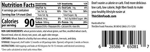 ThinSlim Foods 90 Calorie, 0g Net Carb, Love-the-Taste Low Carb Pizza Crust