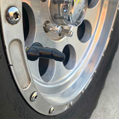 4PCS Funny Prank Valve Stem Caps - Universal Fit For Cars, Trucks, Bikes (Black)