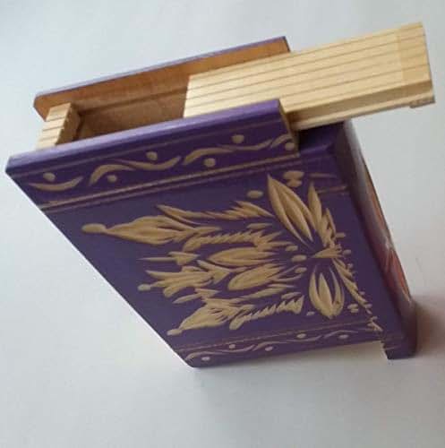 Juego de madera púrpura de hermosa caja de rompecabezas para joyas